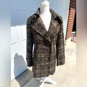 Trina Turk Tweed Brown Coat Old Money Quiet Luxury Size 6